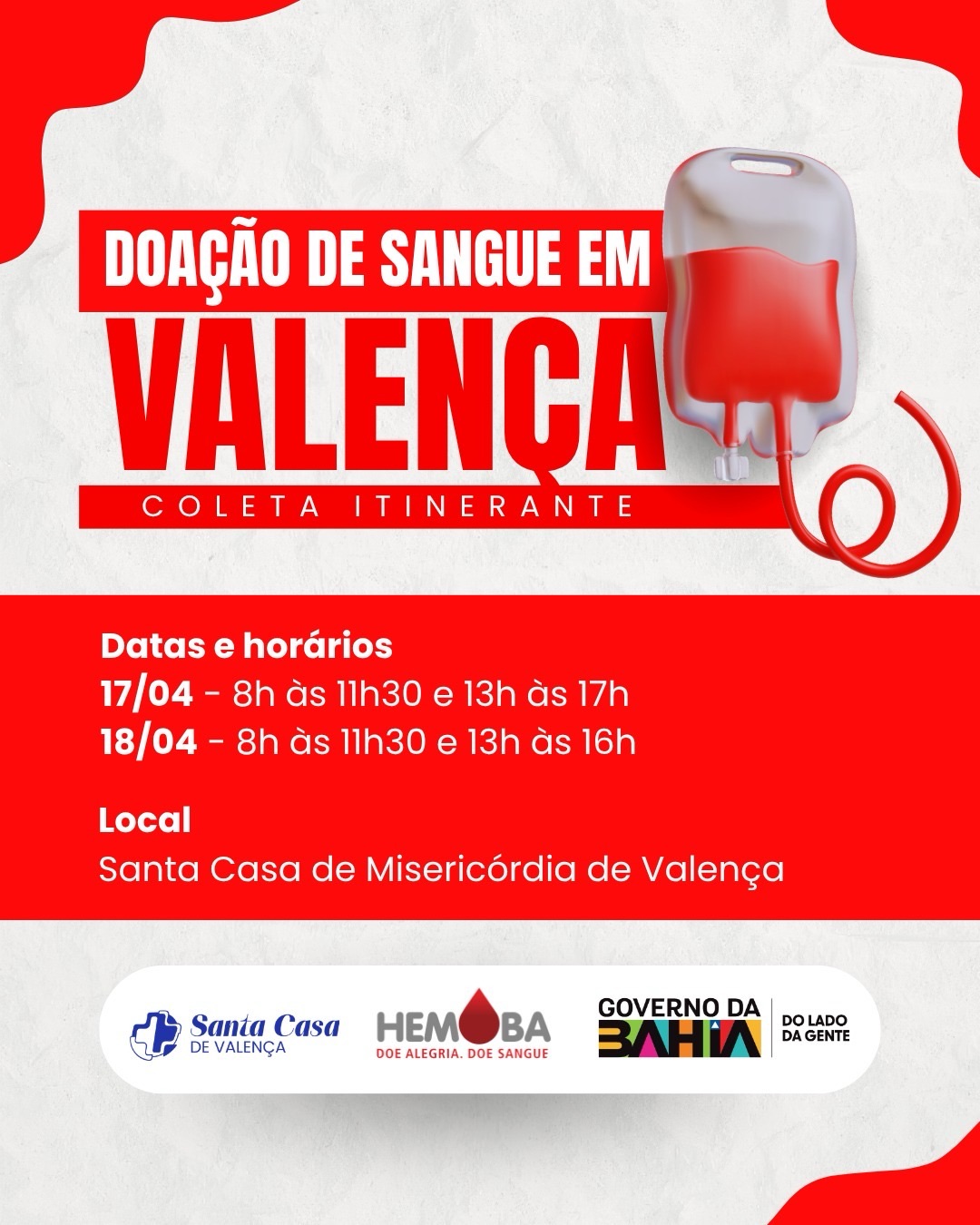 Estoque de sangue em nível crítico mobiliza ação de doação em Valença